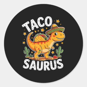 Tacosaurus dinosaur cinco de mayo for taco and classic round sticker