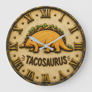 Tacosaurus Funny Taco Dinosaur Large Clock