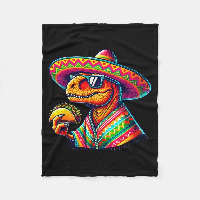 Tacosaurus taco dinosaur cinco de mayo mexicanTaco Fleece Blanket (Front)
