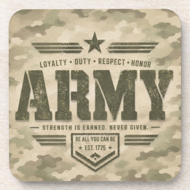 Tactical Army Design Beverage Coaster (Front)