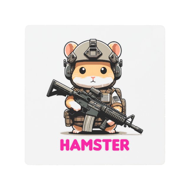 Tactical Hamster Metal Print (Front)