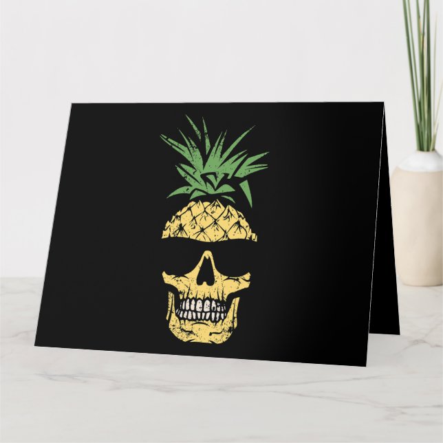 Tactical Pineapple Skull In Sunglasses Funny Tropi Card (Front)