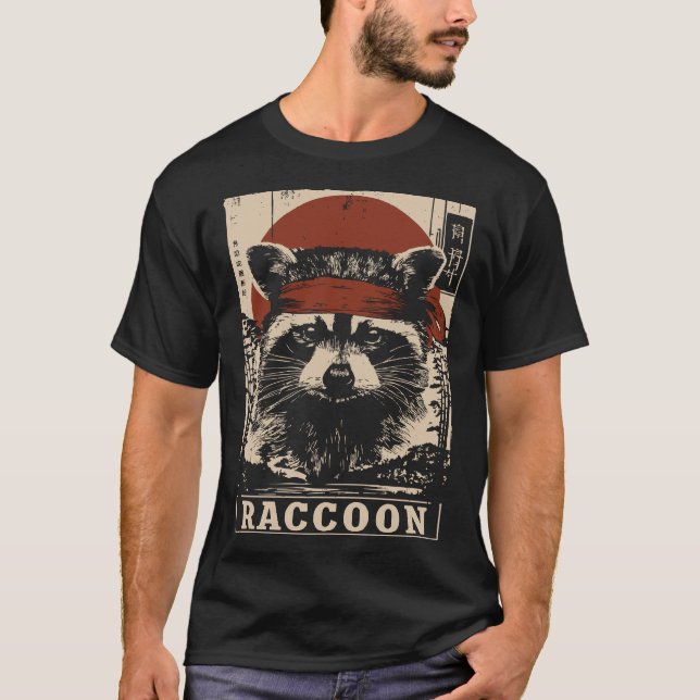 Tactical Raccoon in Vintage Headgear T-Shirt (Front)