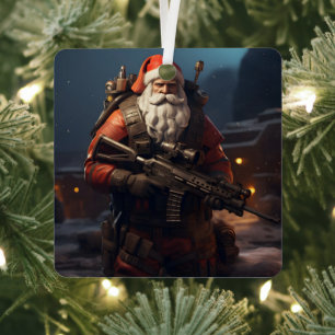 Tactical Santa Claus holiday Metal Ornament
