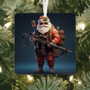 Tactical Santa Claus holiday Metal Ornament