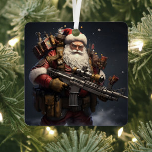 Tactical Santa Claus holiday Metal Ornament