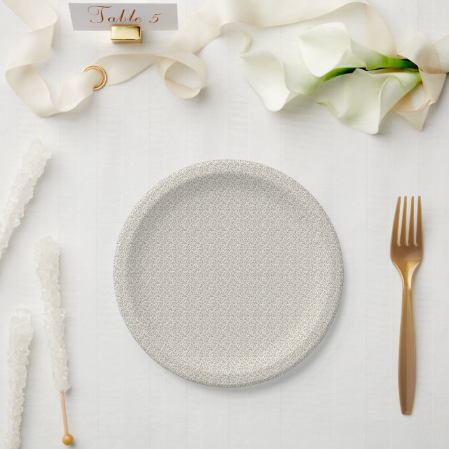Tactile 1940s Soft Mauve & Olive Primrose Paper Plates (Wedding)