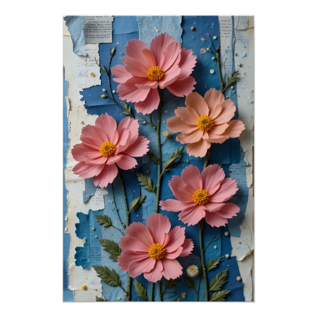 Tactile Cosmos Bouquet Poster (Front)