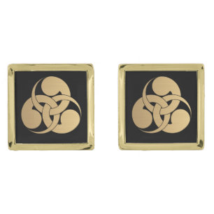 Tadpole Mon Japanese samurai brushed faux gold Cufflinks