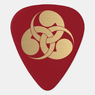 Tadpole Mon Japanese samurai clan brushed gold Guitar Pick