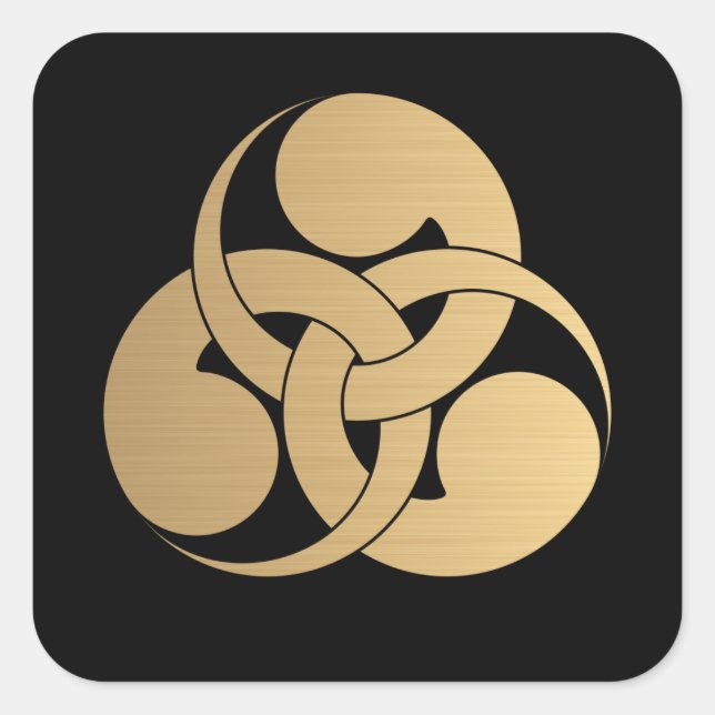 Tadpole Mon Japanese samurai clan brushed gold Square Sticker (Front)