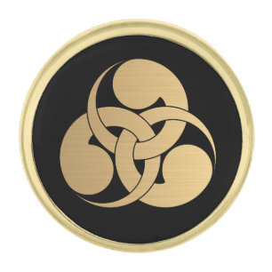 Tadpole Mon Japanese samurai in brushed faux gold Gold Finish Lapel Pin