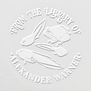 Tadpole Pollywog Frog Round Library Book Name Embosser