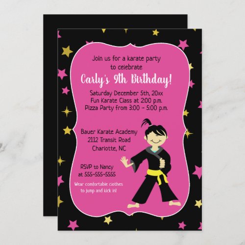 Tae Kwon Do Birthday Invitations