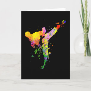 Tae Kwon Do Karate Colorful Silhouette for Girls Card