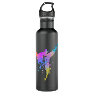 Tae Kwon Do Karate Colorful Silhouette for Girls Stainless Steel Water Bottle