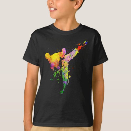 Tae Kwon Do Karate Colorful Silhouette for Girls T_Shirt