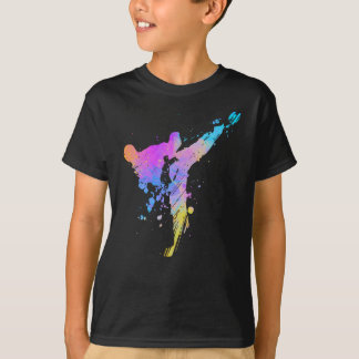Tae Kwon Do Karate Colorful Silhouette for Girls T-Shirt