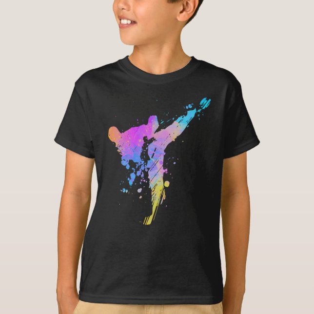 Tae Kwon Do Karate Colorful Silhouette for Girls T-Shirt (Front)