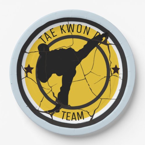 Tae Kwon Do	Silhouette of Tae Kwon Do fighter Paper Plates