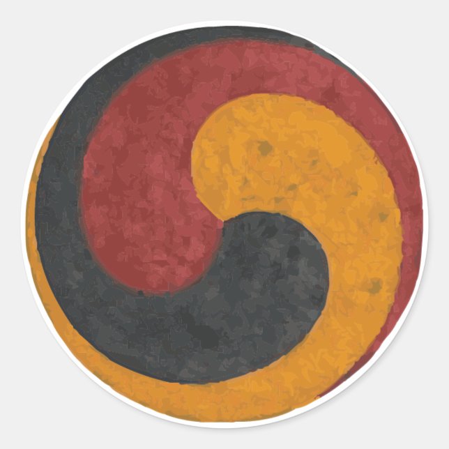 Taegeuk in red, black and gold classic round sticker (Front)