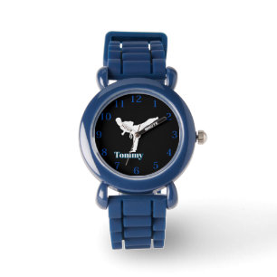 Taekwando outline and editable name watch