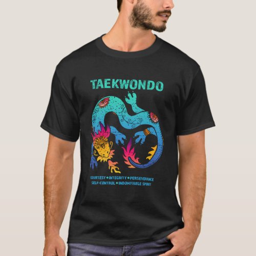 Taekwondo 5 Tenets Colorful Dragon Tae Kwon Do Mar T_Shirt