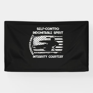 Taekwondo 5 Tenets Martial Arts Sports USA Flag Banner