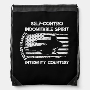 Taekwondo 5 Tenets Martial Arts Sports USA Flag Drawstring Bag