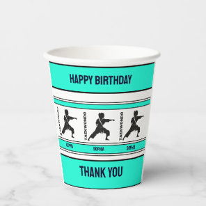 Taekwondo Birthday Gift, Taekwondo Girl Player Paper Cups