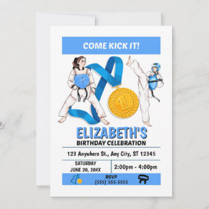 Taekwondo Birthday Party Invitation (Girls)