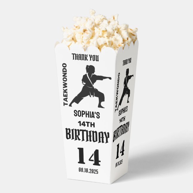 Taekwondo Birthday Party, Taekwondo Girl Player Favor Boxes (Popped)