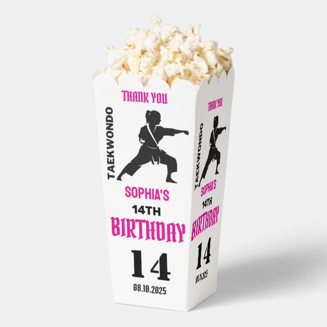 Taekwondo Birthday Party, Taekwondo Girl Player Favor Boxes (Popped)