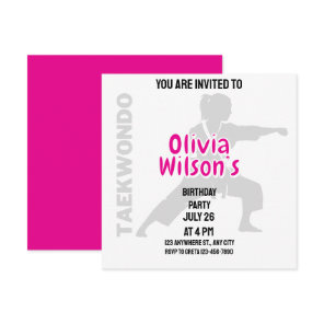 Taekwondo Birthday Party, Taekwondo Girl Player   Invitation