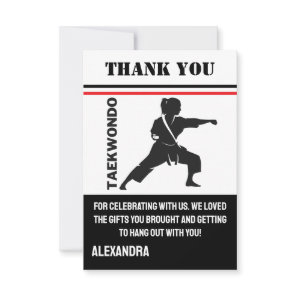 Taekwondo Birthday Party, Taekwondo Girl Player  Thank You Card