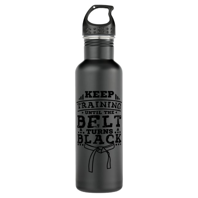Taekwondo Black Belt Stainless Steel Water Bottle (Front)