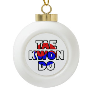 Taekwondo Ceramic Ball Christmas Ornament