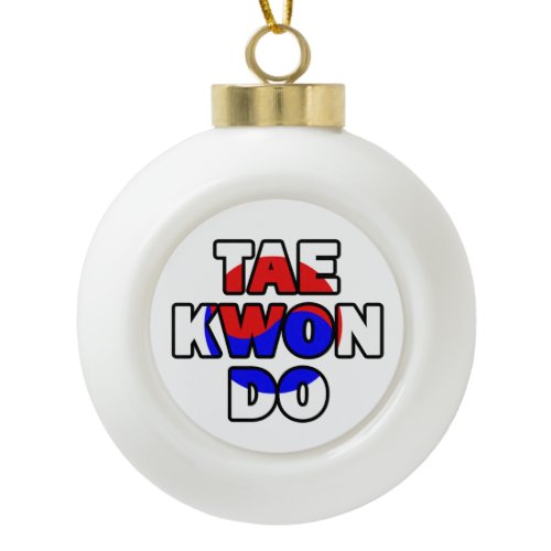 Taekwondo Ceramic Ball Christmas Ornament
