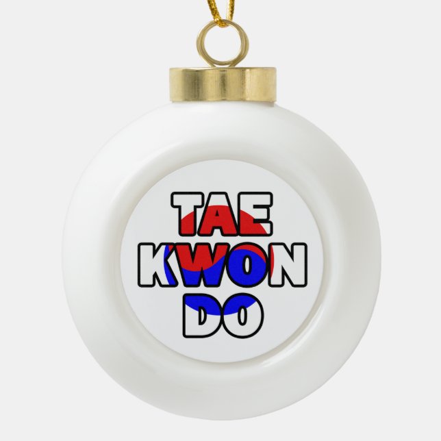 Taekwondo Ceramic Ball Christmas Ornament (Front)