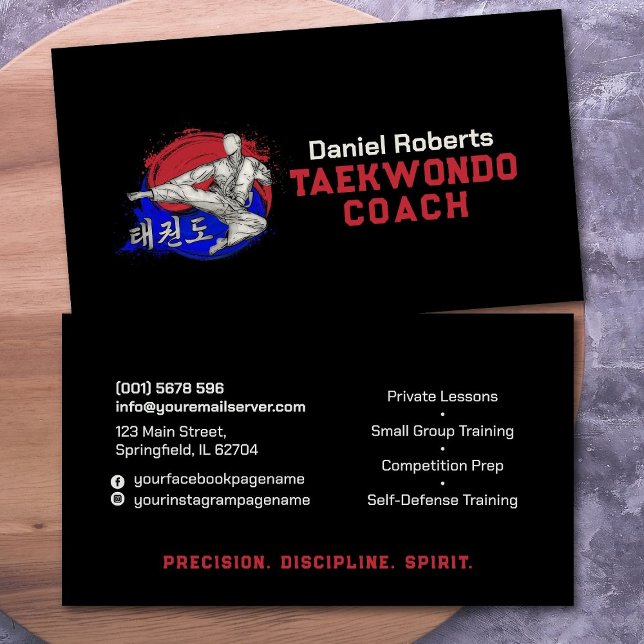 Taekwondo Coach - Taegeuk and Hangul Symbol Business Card (Creator Uploaded)