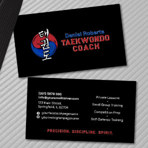 Taekwondo Coach - Taegeuk and Hangul Symbol Business Card