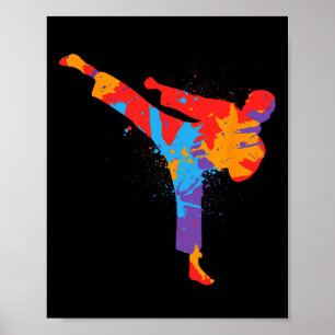 Taekwondo Colorful Martial Arts Kids Men Boys Kara Poster