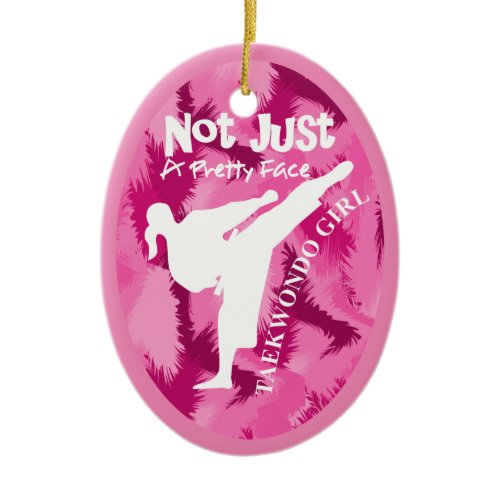 Taekwondo Cute Pink White Girly Quote Ceramic Ornament