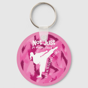 Taekwondo Cute Pink White Girly Quote Keychain