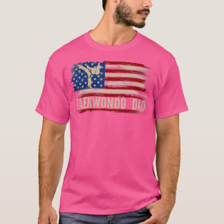 Taekwondo Dad American Usa Flag Sports The Kick T-Shirt