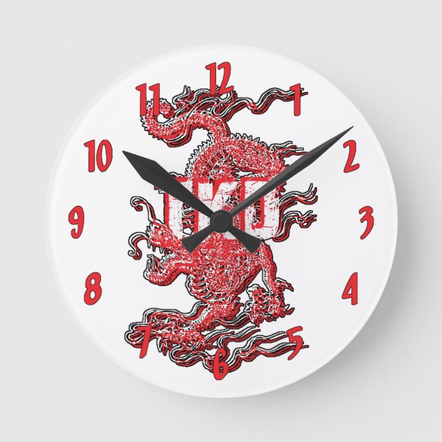 Taekwondo Dragon Round Clock (Front)