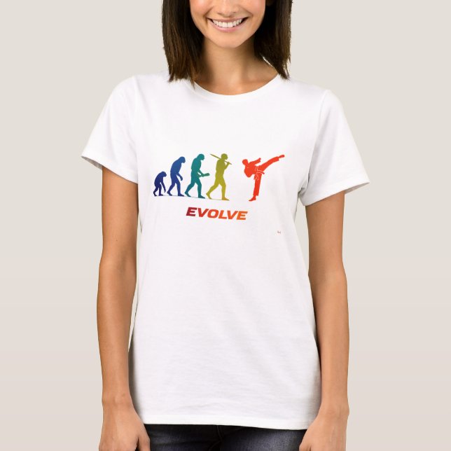 Taekwondo Evolution Silhouette High Kick Design T-Shirt (Front)