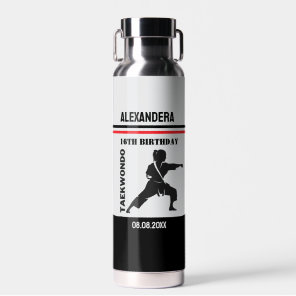 Taekwondo Girl Birthday Taekwondo Player Party Gam Water Bottle