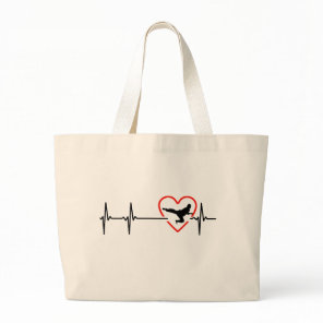 taekwondo heartbeat design large tote bag