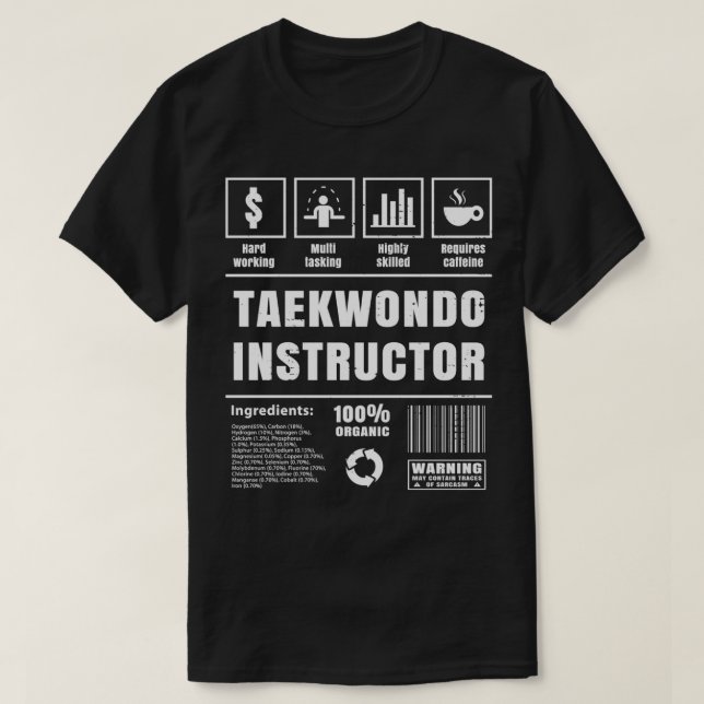 Taekwondo Instructor Coach Sensei Gift Unique Mart T-Shirt (Design Front)